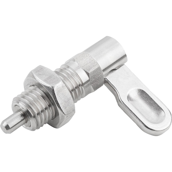 Cam-Action Indexing Plung W. Stop, Right, D=8, M16, Form:B, Stainless Steel